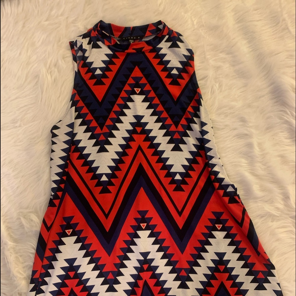 Patriotic Chevron Print Soft Beaded Dress